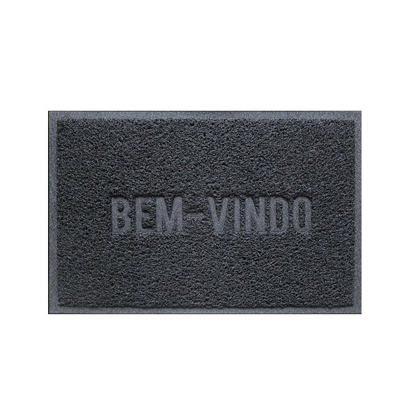 Tapete Capacho Vinil 0.40x 0.60cm Bem-Vindo - Cinza 