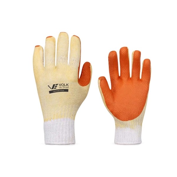 Luva Látex e Suporte Têxtil Laranja G - Grande - Volk
