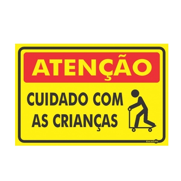 Placa Atenção Cuidado Crianc Ps461 - Encartale