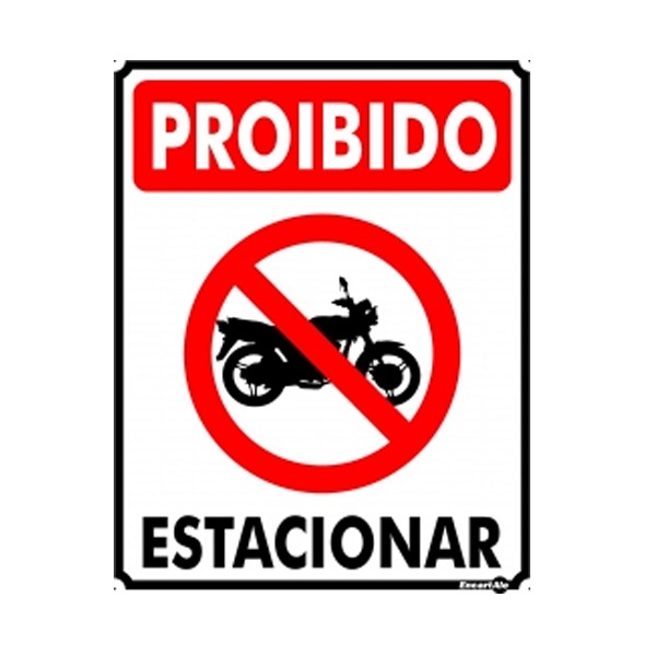 Placa Metal Proibido Estacionar Motos Pm832 - Encartale 