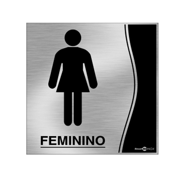 Placa Inox Banheiro Feminino Pa02 - Encartale