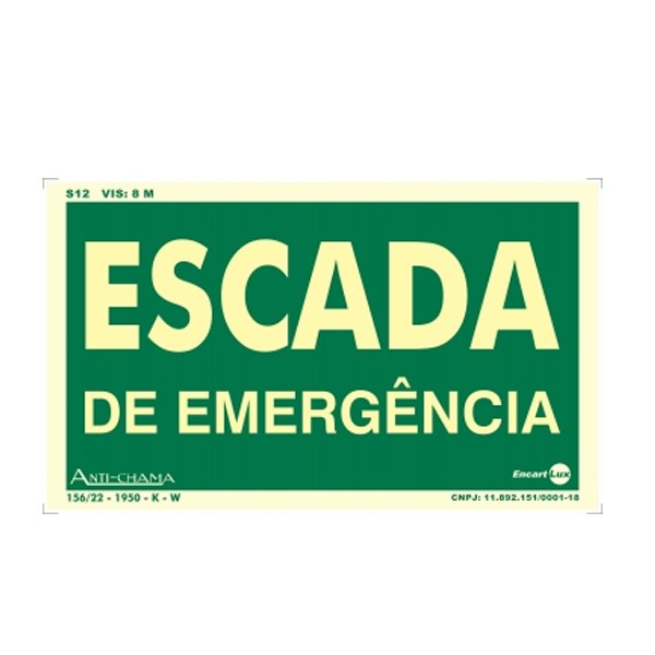 Placa Escada De Emergência Fot Paf317 - Encartale