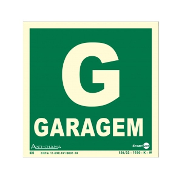 Placa Garagem Pqs Fotoluminescente Paf-712/f - Encartale