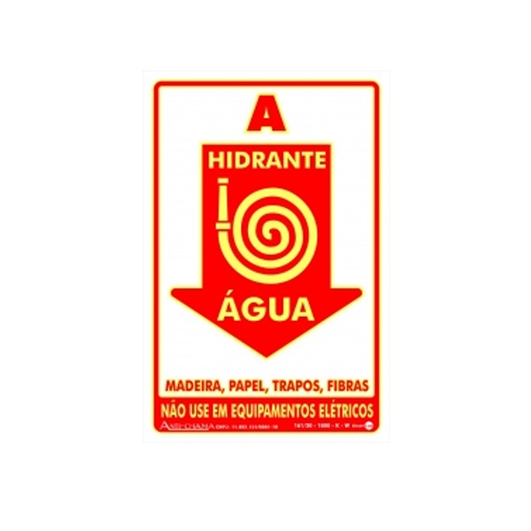 Placa Hidrante Água Fotoluminescente Paf-299/f - Encartale