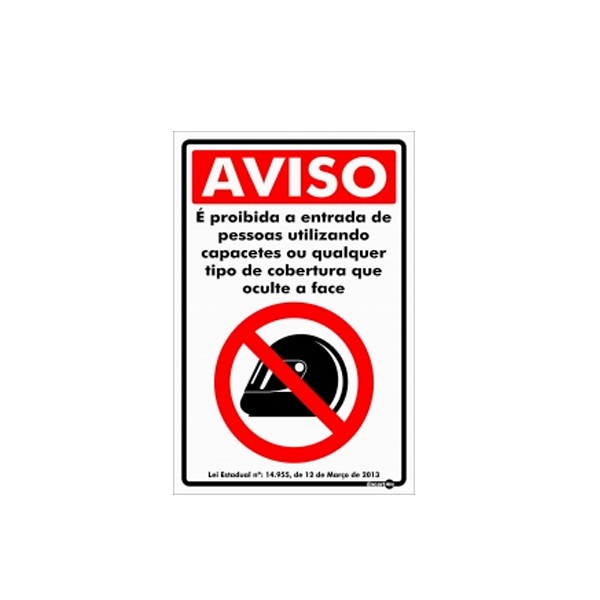 Placa Proibida a Entrar Com Capacete Ps619 - Encartale 