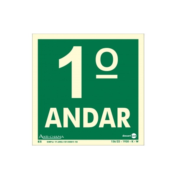 Placa Pavimento 1º Andar Fotoluminescente Paf336 - Encartale 