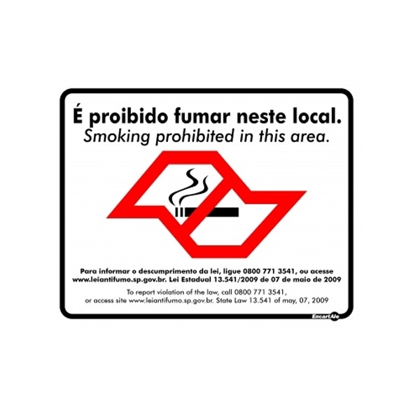 Placa Proibido Fumar Ps613 - Encartale 