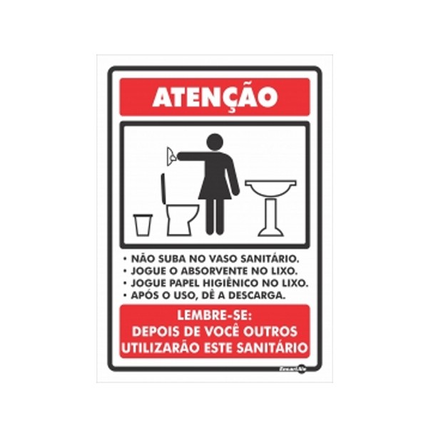 Placa Higiene Banheiro Feminino Ps102 - Encartale 