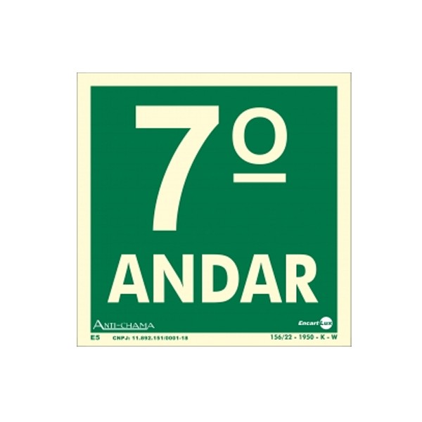 Placa Pvc Pavimento 7º Andar Fotoluminescente Paf342 - Encartale 