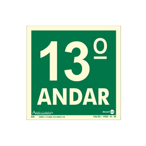 Placa Pvc Pavimento 13º Andar Fotoluminescente Paf348 - Encartale 