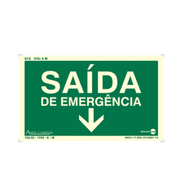 Placa Saída de Emergência Fotoluminescente Paf318 - Encartale 