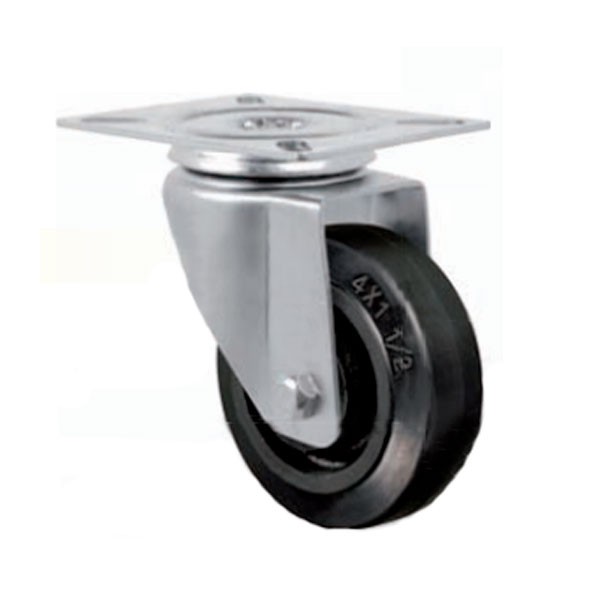 Rodízio 6 Pol. Borracha Placa Giratória c/ Ferro - Schioppa