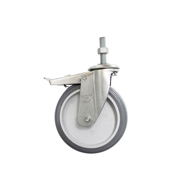 Rodízio 6 Pol Cinza Espiga Giratória Rosqueada com Freio - Schioppa