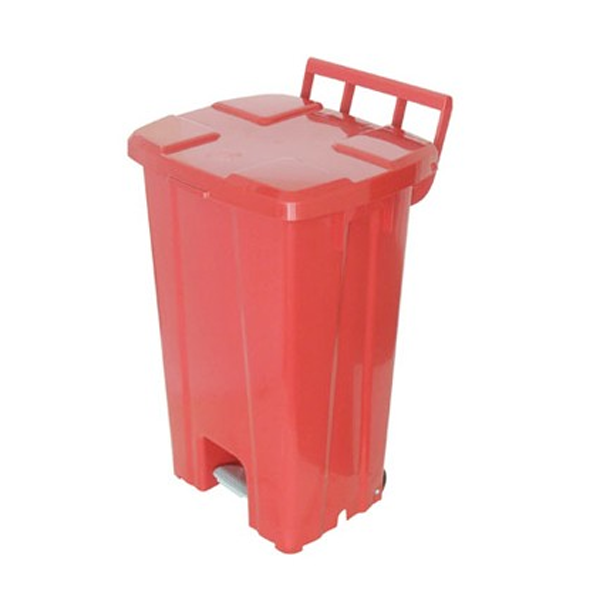 Cesto de Lixo 100 L Quad Roda e Pedal - Vermelho - JSN