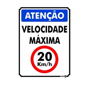 Placa Metal Atenção Velocidade Máxima 20Km/H Pm836 - Encartale