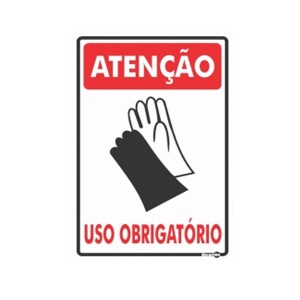 Placa Atenção Luvas Uso Obrigatório Ps85 - Encartale
