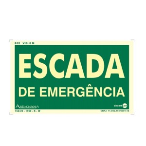Placa Escada De Emergência Fot Paf317 - Encartale