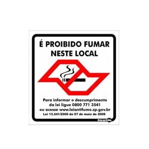Adesivo Vinil p/Vidro Proibido Fumar - Encartale