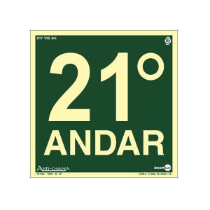 Placa em PVC 21° Andar Fotoluminescente PAF-623/F