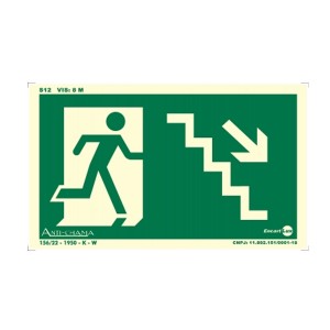 Placa Escada de Emergência Descendo a Direita Paf313 - Encartale 