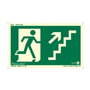 Placa Escada de Emergência Subindo a Direita Paf309 - Encartale 