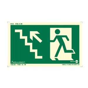 Placa Escada de Emergência Subindo a Esquerda Paf308 - Encartale 