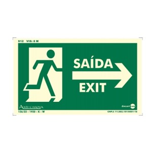 Placa Saída de Emergência Direita Fotoluminescente Paf321 - Encartale 