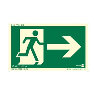 Placa Saída de Emergência Direita Fotoluminescente Paf702 - Encartale 