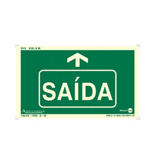 Placa Saída de Emergência Seta Para Cima Fotoluminescente Paf331 - Encartale 
