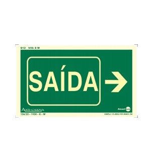 Placa Saída de Emergência Seta Para Direita Fotoluminescente Paf329 - Encartale 