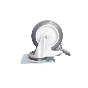 Rodízio 4 Preta Placa Giratória c/ Freio - Schioppa