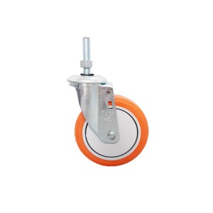 Rodízio 5 Pol Laranja Espiga Giratória Rosqueada - Schioppa