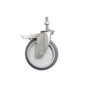 Rodízio 6 Pol Cinza Espiga Giratória Rosqueada com Freio - Schioppa