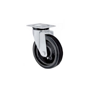 Rodizio 5 Pol. Borracha Placa Giratória Reforçada - Schioppa