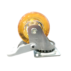 Rodízio 2 Pol. Gel Laranja Placa Giratória c/ Freio - Schioppa